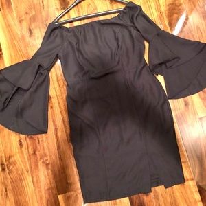 Black midi bell sleeve dress